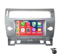 Radio de Coche estéreo para Ci-troen C4 C-Triomphe 2004-2011 CarPlay inalámbrico Android Auto DSP navegación GPS Pantalla táctil de 7 "Mic Bluetooth 5.0 MirrorLink(Size:8CORE 4+32G,Color:Plata)