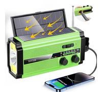 Radio de emergencia 2 de gran tamaño solar/manivela/batería de 5000 mAh/cargador USB-C/AAA batería portátil AM/FM/NOAA Radio de supervivencia meteorológica, linterna de 3 modos y lámpara de lectura,