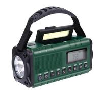 Radio de Emergencia con Linterna LED y lampara de Lectura con Carga Solar, por USB o a manivela Tipo Dinamo | Radio Am/FM | Banco de Energía Power Bank de 10,000 mAh para Carga de moviles (Verde)