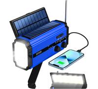 Radio de emergencia con manivela manual, funciona con batería, radio meteorológica NOAA con energía solar, carga USB, linterna, batería externa,