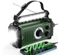 Radio de emergencia de 10000 mAh, radio solar, radio de manivela, radio meteorológica NOAA AM FM, 4 métodos de carga, batería de polímero, linterna y lámpara de lectura, alarma SOS, cargador de