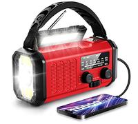 Radio de Emergencia de manivela, 10000 mAh/37000 mWh con energía Solar, Radio meteorológica Am/FM/NOAA con Linterna LED multifunción y Cargador de teléfono Celular para emergencias en Interiores y