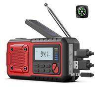 Radio de emergencia de manivela de 5000 mAh, radio meteorológica, radios solares que funcionan con pilas, radios de alerta meteorológica NOAA/AM/FM con cargador de teléfono de banco de energía, alarma