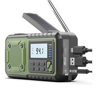 Radio de emergencia de manivela de 5000 mAh, radio meteorológica, radios solares que funcionan con pilas, radios de alerta meteorológica NOAA/AM/FM con cargador de teléfono de banco de energía, alarma