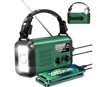 Radio de emergencia de manivela, radio meteorológica NOAA con AM/FM y radio solar, batería recargable de 20000 mAh, carga de teléfono celular, lámpara de lectura de linterna, conector de auriculares
