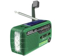 Radio de emergencia, linterna LED recargable por USB con batería autoalimentada solar y de manivela versátil, cargador de teléfono celular para