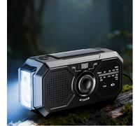 Radio de emergencia multifuncional transfronteriza, radio AM/FM/WB con manivela alimentada por energía solar, linterna recargable (vers