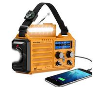Radio de emergencia NOAA solar portátil, AM/FM, batería recargable, cargador USB, linterna, lámpara de lectura, alarma SOS