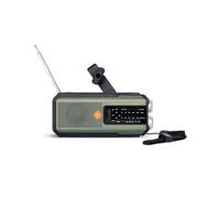 Radio de Emergencia Portátil con Manivela Solar, Receptor FM Global, Linterna LED de 5000 MAh, Anunciador SOS de Alta Calidad, Color Verde.