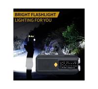 Radio de Emergencia Portátil con Manivela Solar, Receptor FM Global, Linterna LED de 5000 MAh, Anunciador SOS de Alta Calidad, Color Negro.