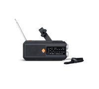 Radio de Emergencia Portátil con Manivela Solar, Receptor FM Global, Linterna LED de 5000 MAh, Anunciador SOS de Alta Calidad, Color Negro.