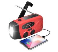 Radio de Emergencia Portátil, FM/Am Emergency Radio con Solar Recargable de Dinamo con Manivela, Linterna LED y Luz de Lectura SOS Alarma USB de Camping al Aire Libre