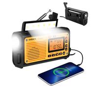 Radio de Emergencia Portátil FM/AM/SW Manivela Solar, 3000mAh Batería Recargable de Emergencia, Radio con Alarma SOS, Reproductor MP3 Bluetooth, Linterna, Lámpara de Lectura Para Acampar XHDATA D608WB