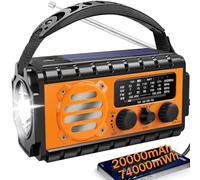 Radio de emergencia QAUYYW con clima NOAA, radio de supervivencia portátil SW/AM/FM, batería solar recargable, linterna, lámpara de lectura, sirena SOS