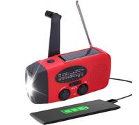 Radio de Emergencia Solar con Manivela y NOAA, 1200mAh Power Bank, AM/FM/NOAA Multibanda, Linterna LED, Radio Portátil para Supervivencia con Panel Solar y Generador Manual, para Emergencias y Acampad