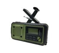 Radio de Emergencia Solar Portátil con Carga Manual, Radio Meteorológica AM/FM, Linterna LED, Cargador de Banco para Teléfono