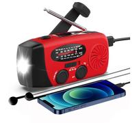 Radio de Emergencia Solar, Radio meteorológica FM/Am/BM, Alerta SOS Radio Solar con manivela de Mano con Linterna de 3 LED y Cargador de teléfono USB de 2000 mAh. para Hacer Senderismo, Acampar