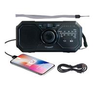 Radio de Emergencia Solar y Manivela Am/FM, Ra-DIO meteorológica, Linterna LED + Cargador Portátil, R-adio Linterna de 3 vías, Impermeable para Camping, Senderismo y Emergencias en Hogar