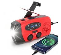 Radio de Emergencia Solar y Manivela, Radio FM/Am Portátil con Linterna LED, Luz de Lectura y Powerbank 2000mAh - Ideal para Cortes de Luz, Camping, Acampada, Coche y Regalos para Hombre y Mayores