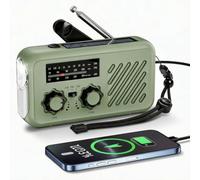 Radio de Emergencia Solar y Manivela, Radio FM/AM Portátil con Linterna LED, Luz de Lectura y Powerbank 2000mAh, Alarma SOS - Ideal para Camping, Regalo Hombre y Apagones