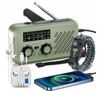 Radio de Emergencia Solar y Manivela, Radio FM/Am Portátil con Linterna LED, Luz de Lectura y Powerbank 2000mAh - Ideal para Cortes de Luz, Camping, Acampada y Regalos para Hombre