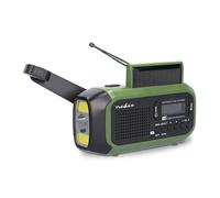 Radio de Emergencia - Versión portátil - Dab+ / FM - Funciona con Pilas/manivela/energía Solar/alimentación Mediante USB - Despertador - Verde/Negro