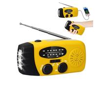 Radio de manivela con linterna solar y LED, linterna de 3 ledes, AM/FM/clima/carga USB para teléfono móvil, portátil para camping, senderismo y preparación de emergencia (amarillo)