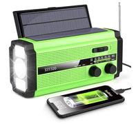 Radio de manivela de emergencia de 5000 mAh/18500 mWh con 2 paneles solares, radio meteorológica portátil AM FM NOAA, radio con batería recargable, cargador USB, SOS, linterna, lámpara de lectura para