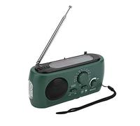Radio de manivela de Emergencia, Radio meteorológica Am/FM portátil de manivela Solar con Linterna LED (Verde Oscuro)