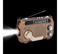 Radio de manivela y Solar, Genérico, Radio portátil con batería, Am/FM/SW, Linterna, Carga Solar y USB, Sobrevivir y Actividades al Aire Libre