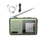 Radio de Onda Corta, Radio Mundial con Auricular, Batería Recargable, Receptor de Onda Corta para Exteriores, Hogar, Viajes y Camping