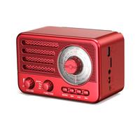 Radio de transistores Retro Radio Am FM SW con Pilas, pequeña portátil Recargable con batería de Iones de Litio de 1800 mAh, Compatible con Tarjeta TF/Aux/Reproductor de MP3 USB (Rojo)
