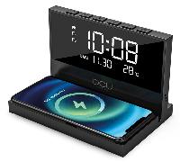 DCU TECNOLOGIC - Reloj Despertador de Sobremesa - Carga Rápida Inalámbrica - Luz Nocturna Ajustable - 2 Alarmas Personalizables