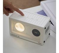Radio despertador de cabecera Planet con cargador USB, color blanco