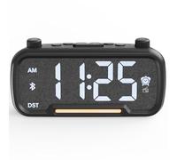 Radio Despertador Digital con Altavoz Bluetooth, Reloj Despertador con Luz Nocturna, Cargador Tipo C y USB, FM Radio, Knob Control & Botón Touch, Snooze, 12/24H / DST, Alarm Clock para Dormitorio…