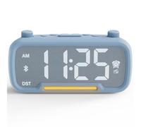 Radio despertador digital con fuente de alimentación, despertador ruidoso con radio FM, altavoz Bluetooth, tipo C y cargador USB, 0 - 100% regulable, batería de respaldo, reloj de mesa con radio FM…