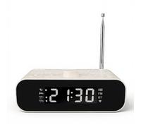 Radio Despertador Digital, Despertador Doble, Altavoz, Radio FM con Puerto de Carga USB, Conexión 5.0, Batería de Larga Duración, Función Snooze, Temporizador de Apagado