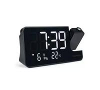 Radio despertador proyector negro 7.5 W proyeccion hora alarma dual USB-C FM calendario
