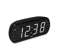 SPC FRODI View - Radiodespertador con Pantalla y números XL, 2 alarmas | Funciona conectado a la corriente, snooze 9 minutos, regulador de luz con apagado total, radio FM y puerto USB
