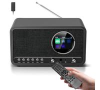 Radio Digital Dab Dab+ FM con Bluetooth y Mando a Distancia, Radio Despertador de Cocina con Altavoz HiFi 5W, 60 Presintonías, Doble Alarma, Temporizador, Salida Auriculares, USB, AUX