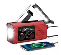 Radio Emergencia, Radio Portatil Pequeña 5 En 1 con Manivela, Am/FM/NOAA, Alarma SOS, Linterna y Lámpara de Lectura, Radios Solar y a Pilas