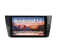 Radio estéreo de Coche Android 14 para BMW Serie 3 328i 335i 325i (2005-2011) Pantalla táctil de 9 Pulgadas cámara de visión Trasera Carplay Control en el Volante Bluetooth GPS (M150S 2G+32G)