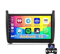 Radio estéreo para Coche VW Volkswagen Polo 2008-2020 con CarPlay inalámbrico, Android Auto, Pantalla de 9 Pulgadas, WiFi, GPS, Radio FM RDS, Bluetooth y cámara de visión Trasera AHD (Color: 8 núcleo