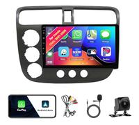 Radio estéreo para Honda Civic 2001-2005 aire acondicionado manual Android 13 Pantalla Tácti Autoradio IPS de 9 pulgadas kit de actualización de tablero CarPlay Android Auto navegación GPS cámara(8núc