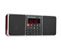 Radio FM, 87.5-108MHz Radio FM estéreo con pantalla LED Llamada manos libres Batería recargable Transistor Radio PW Memoria de corte Reproductor de MP3 Radio Cancelación de ruido USB/TF/AUX Radio(红色)