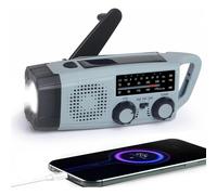 Radio FM/AM portátil de emergencia con carga solar, generador de manivela, linterna LED, banco de energía de 2000 mAh y alarma SOS (Cin