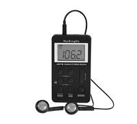 Radio FM digital, mini AM/FM 2 bandas estéreo de bolsillo receptor de radio con pantalla LCD y auriculares batería recargable de 500 mA sonido estéreo premium.