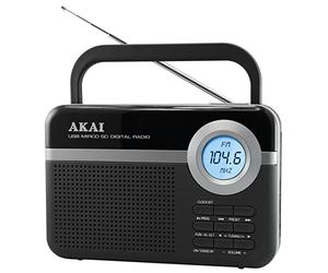 Radio FM Digital portátil con Ranura para Tarjeta SD, AUX, USB y MP3, Reloj Despertador con función de repetición, Pantalla Grande Retro