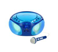 Radio FM portátil con reproductor CD / MP3 / USB, micrófono y efectos de luz