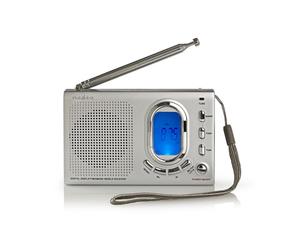 Radio global portátil Nedis - AM/FM/SW - Alimentación digital - Reloj despertador - Temporización - Gris